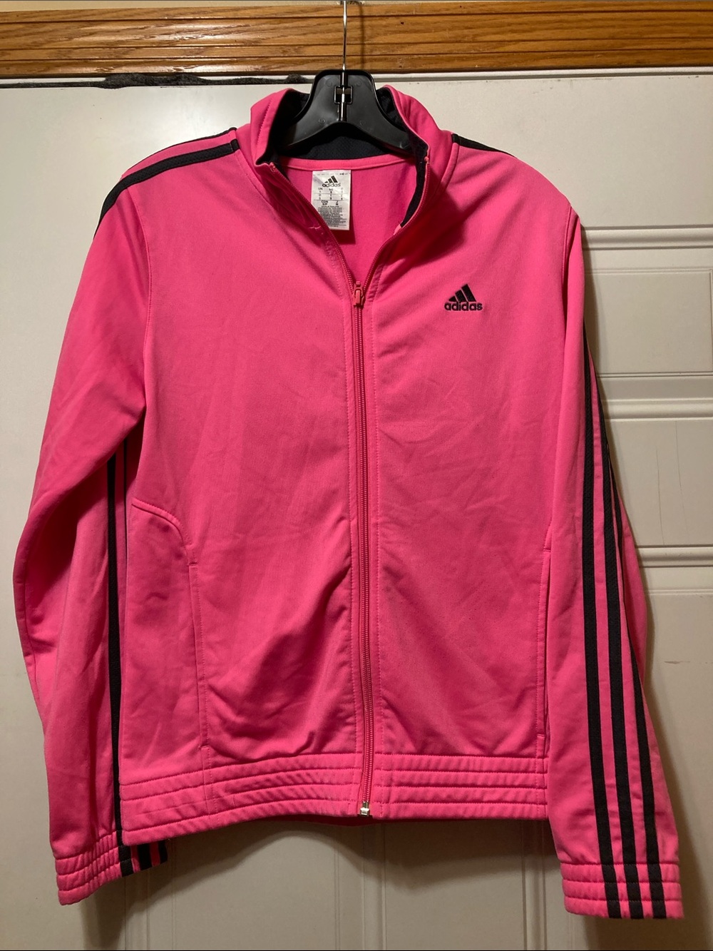 adidas Pink Track Jacket with Black Stripes